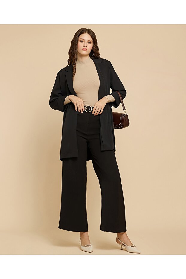 بنطال أرجل واسعة موحد مع إغلاق بأزرار - 2