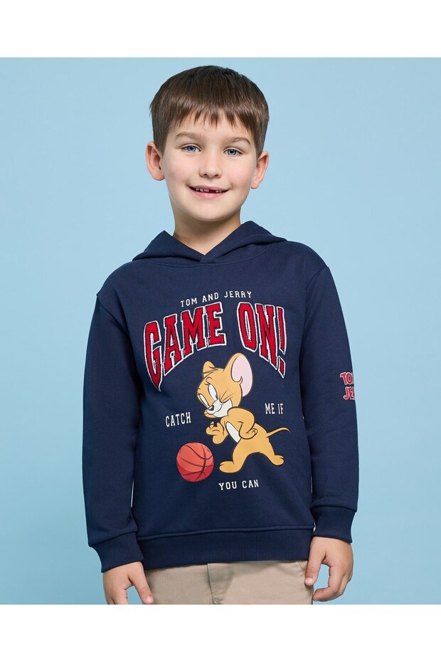 Jerry Print Hoodie with Crew Neck and Long Sleeves