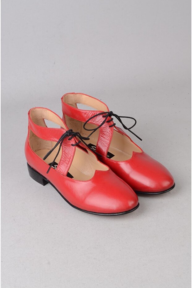 Seç Kalp Genuine Leather Women's Shoes (Heel Height: 2.5 cm) Red