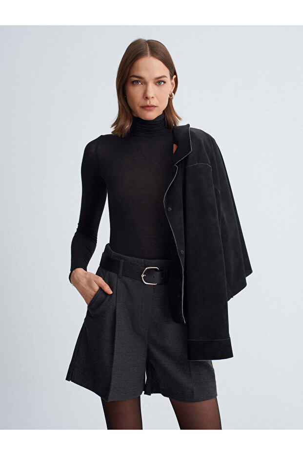 72232 Kemerli Şort-Antrasit - 2