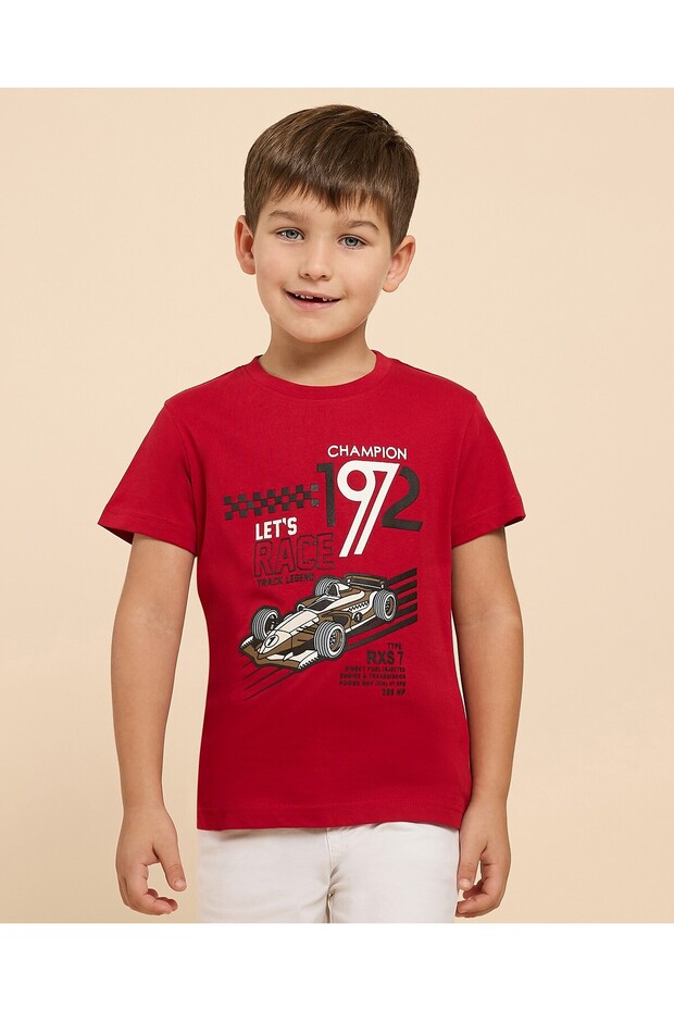 Printed T-Shirt with Crew Neck and Short Sleeves