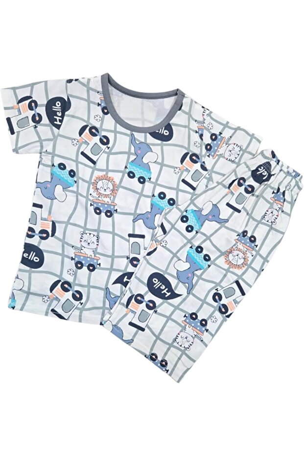 Calf Hello Print Sleepwear - Kids Nightsuit Top & Bottom Pyjama Set for Infants & Toddlers
