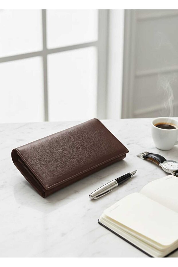 Genuine Leather Men's Wallet Real Leather Stylish Phone Holder Brown Tan