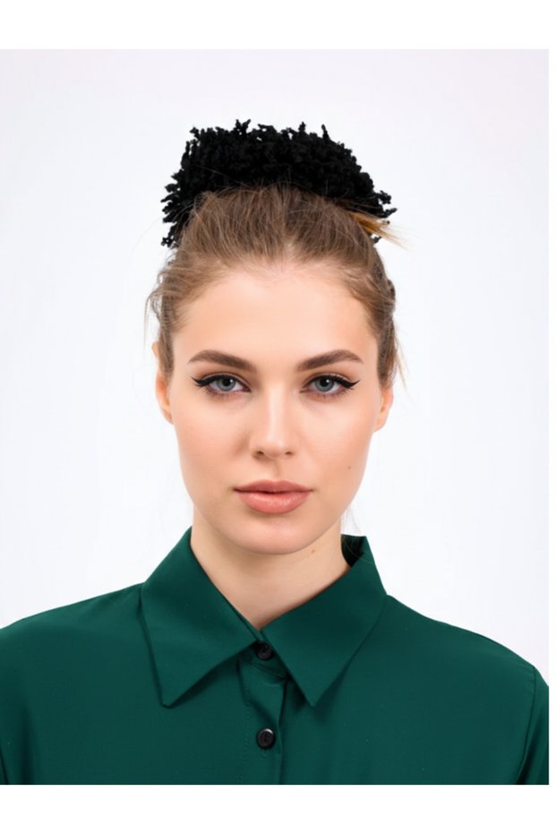 Black Bun Hairpin Arab Hair Model Bun Hairpin with Cotton Strings and Elastic Band for Hijab Women