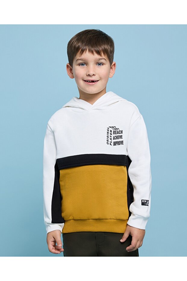 Color Block Hoodie with Long Sleeves