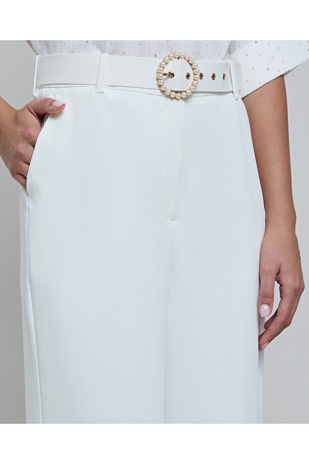 بنطال أرجل واسعة موحد مع إغلاق بأزرار - 4