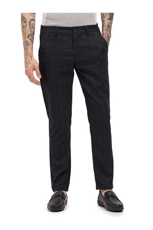 Men's Checked Slim Fit Formal Trouser