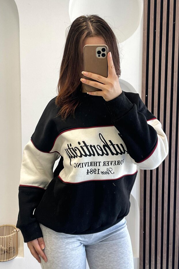 Authenticity Writing Printed Sweat - Black Black