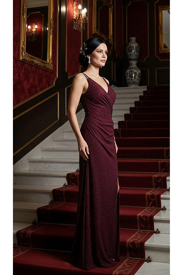 Askılı simli elbise - 2