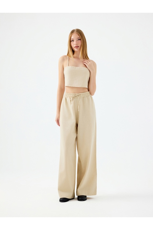 Regular Fit Kadın Kanvas Pantolon Lf2038407 BEIGE - 1