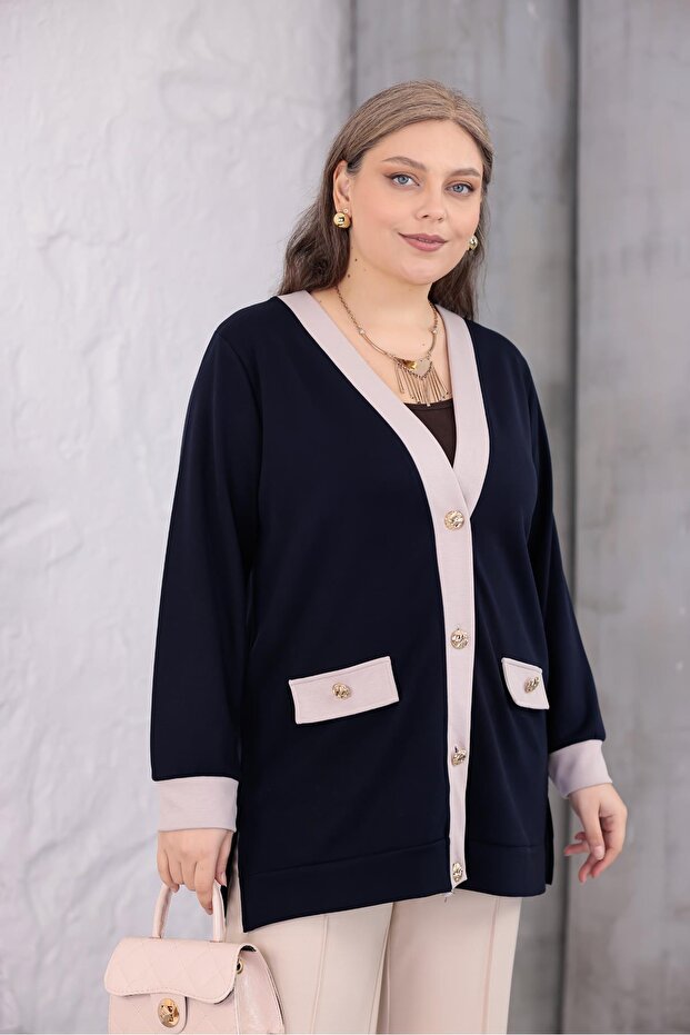 Plus Size Buttoned Cardigan - 3