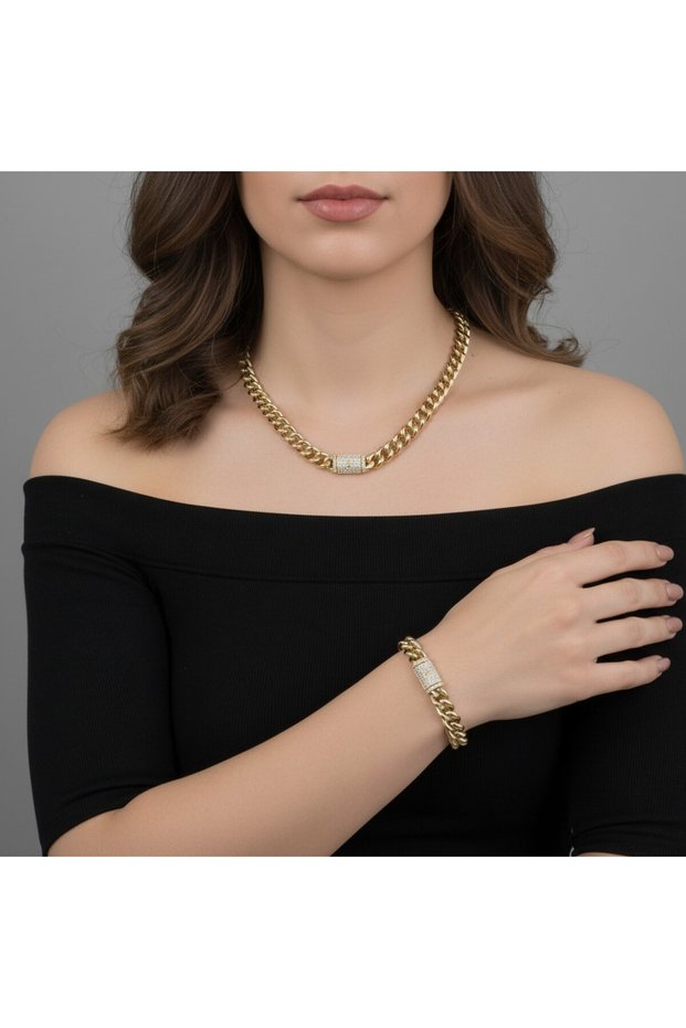 Zircon Stone Detail Gourmet Series Necklace-Bracelet