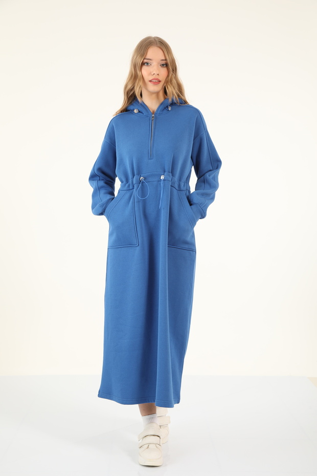 9275 - Stylish Comfortable 3 Thread Fleece-Lined Combed Cotton Women's Dress