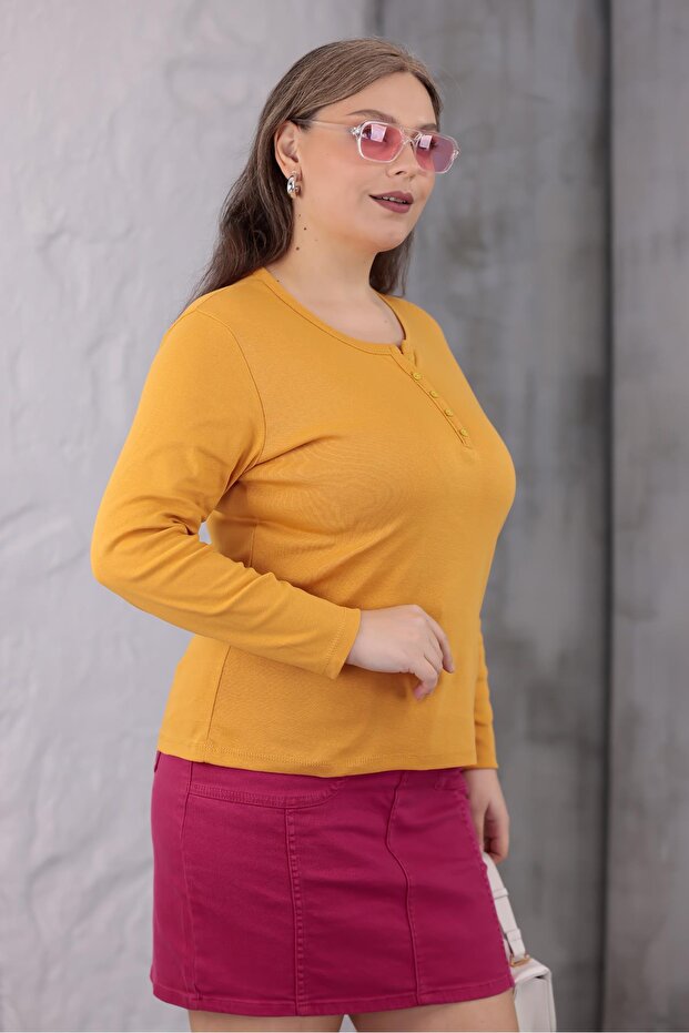 بلوزة قطنية كبيرة الحجم قماش قابل للتمدد - 6