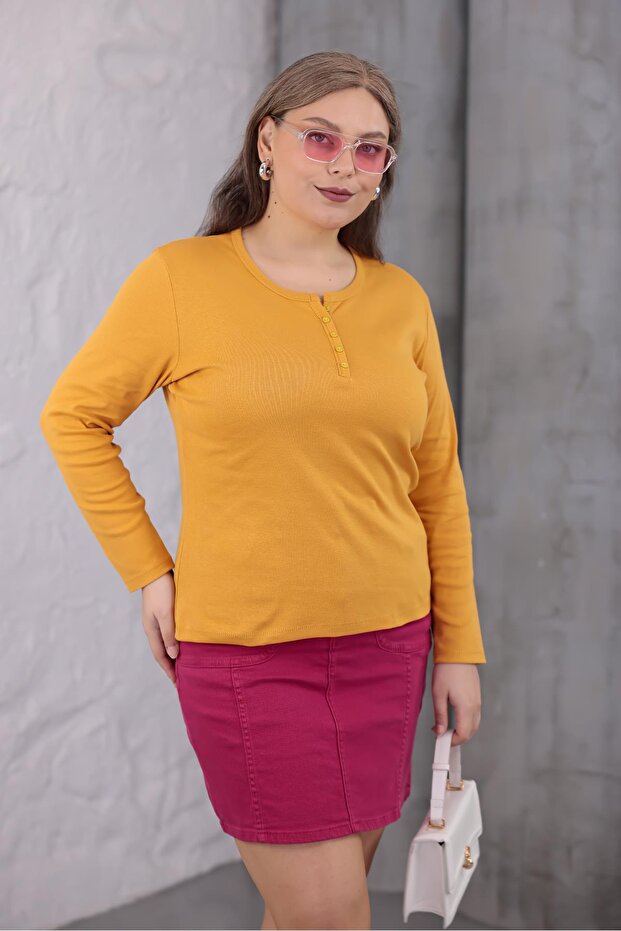 بلوزة قطنية كبيرة الحجم قماش قابل للتمدد - 7