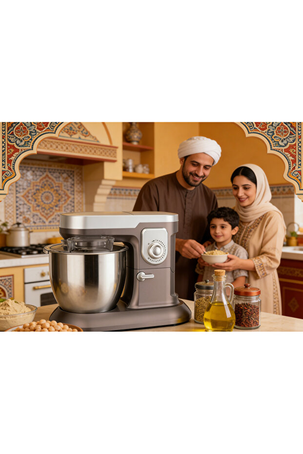 خلاط كهربائي قائم (وعاء من الفولاذ المقاوم للصدأ، إعدادات سرعة قابلة للتعديل للخبز والخلط)