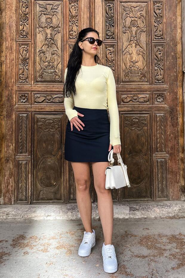 Orjinal Marka Uzun Kol Basic Bluz - Sarı SARI - 3