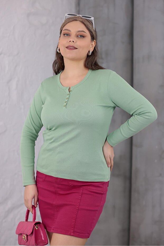 Plus Size Cotton Stretch Fabric Basic Blouse - 6