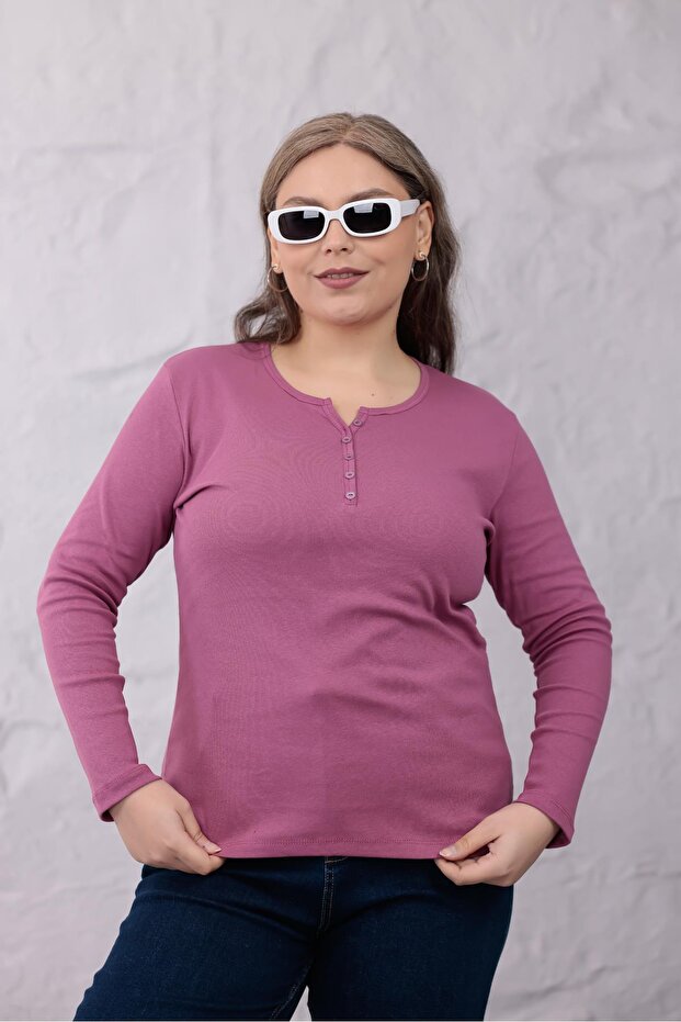 Plus Size Cotton Stretch Fabric Basic Blouse - 7