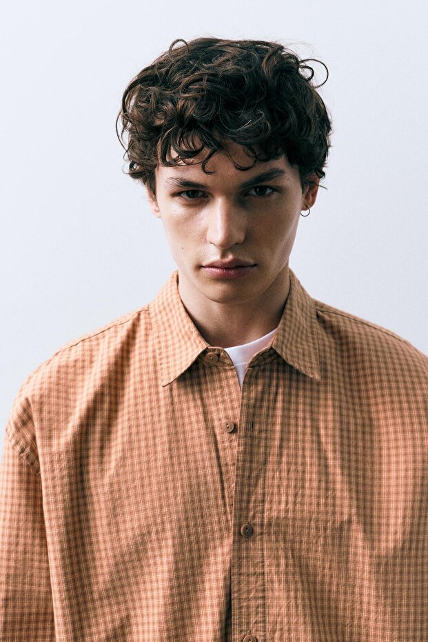 Turuncu kareli gömlek - 5