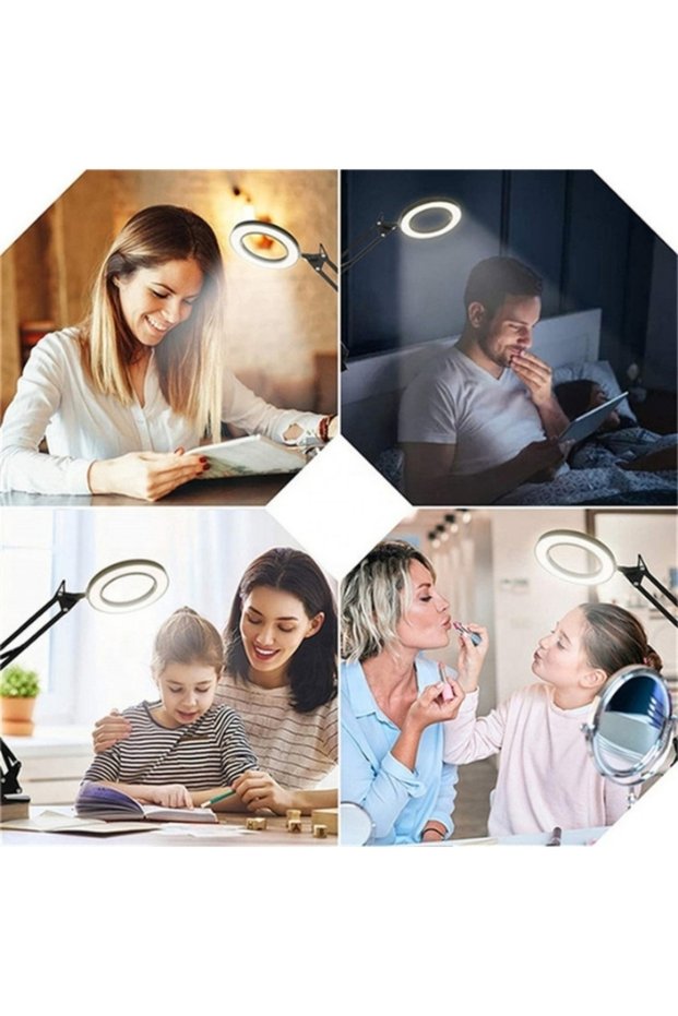 3X Diopter Desktop Led Acrobat Magnifier – 64 Leds, USB Powered, Adjustable Light & Color Mode