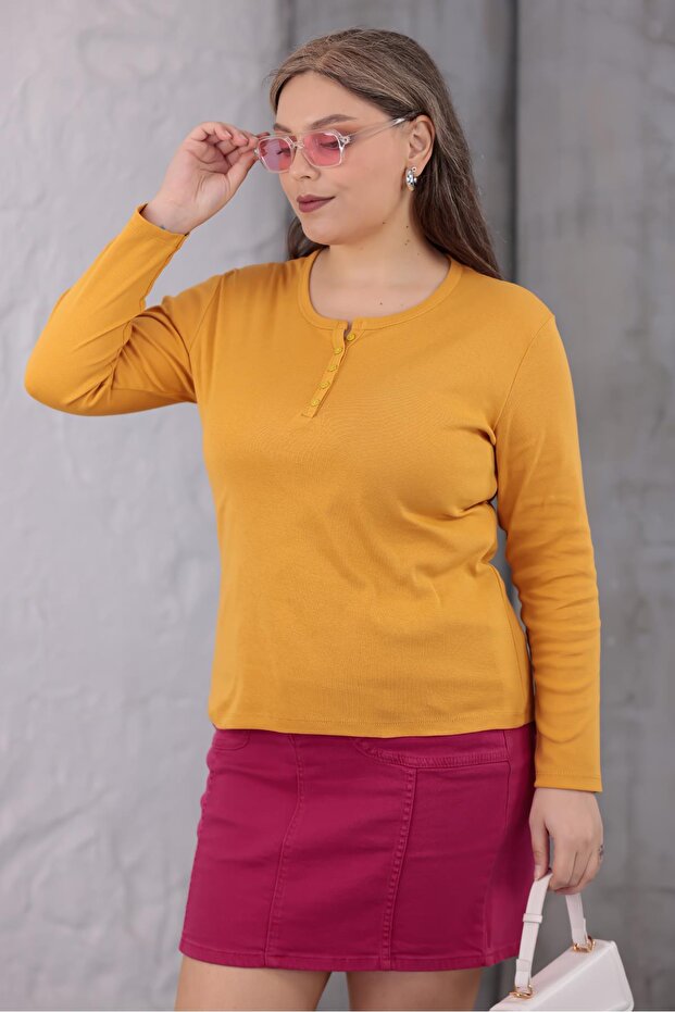 بلوزة قطنية كبيرة الحجم قماش قابل للتمدد - 4