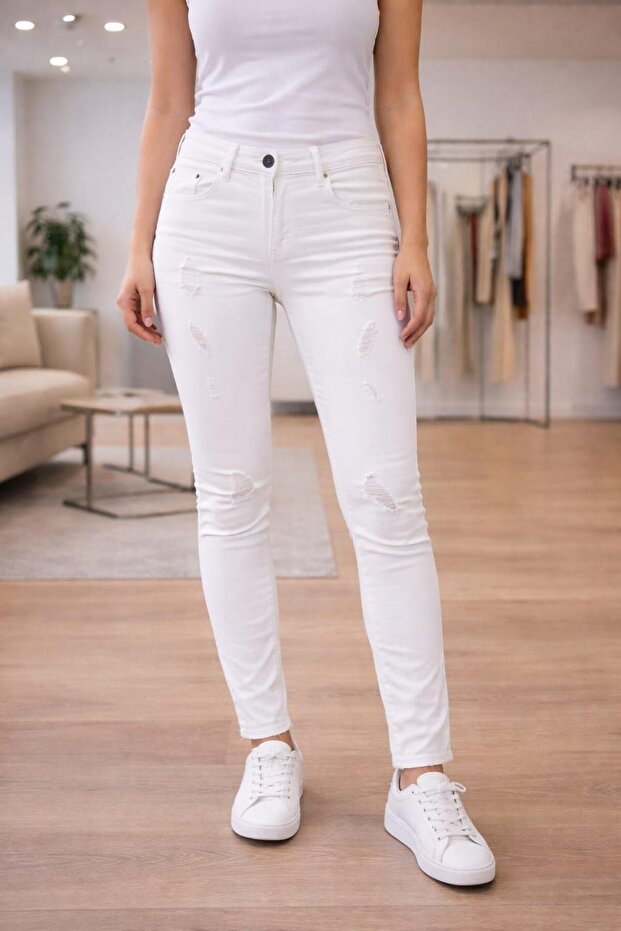 Ceclin 321 5 pocket ripped tight leg pants