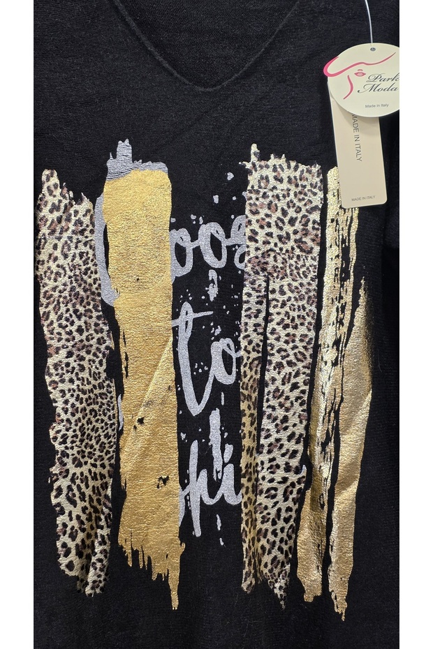 Gilded Leopard Pattern Sweater - 3