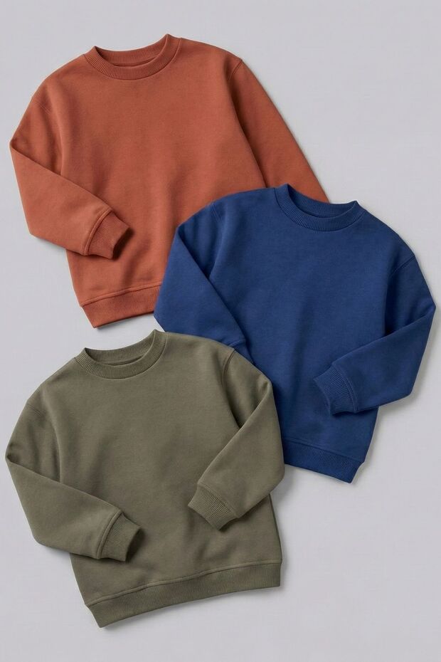 3'Lü Basic Şardonlu Çocuk Sweatshirt - 2