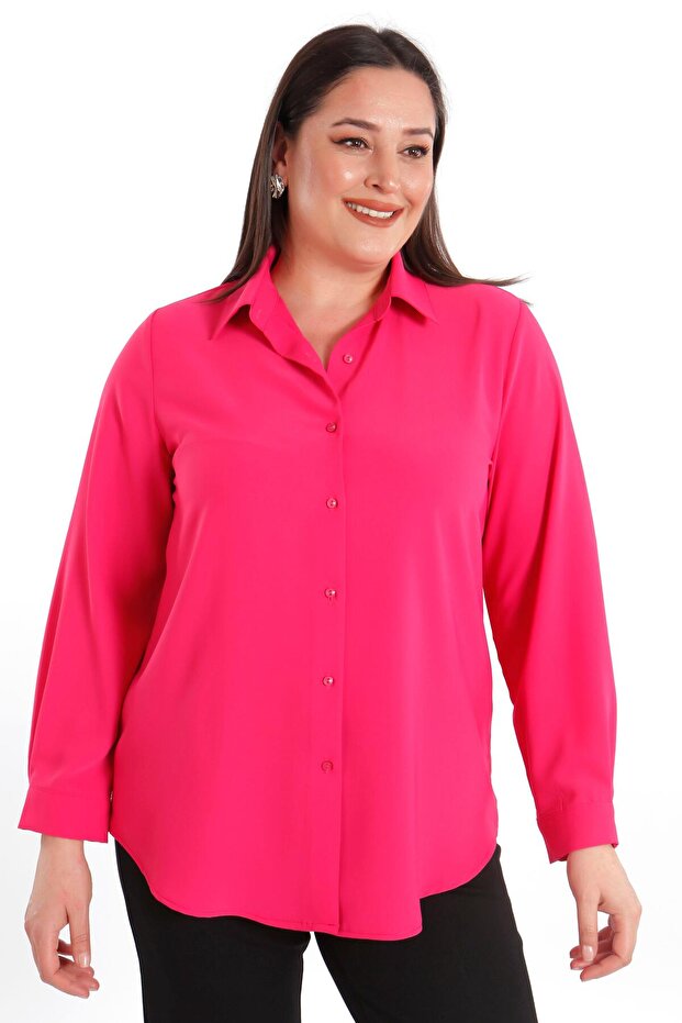 قميص تريند 42 بلس كبير الحجم باللون الفوشيا الأساسي - 4