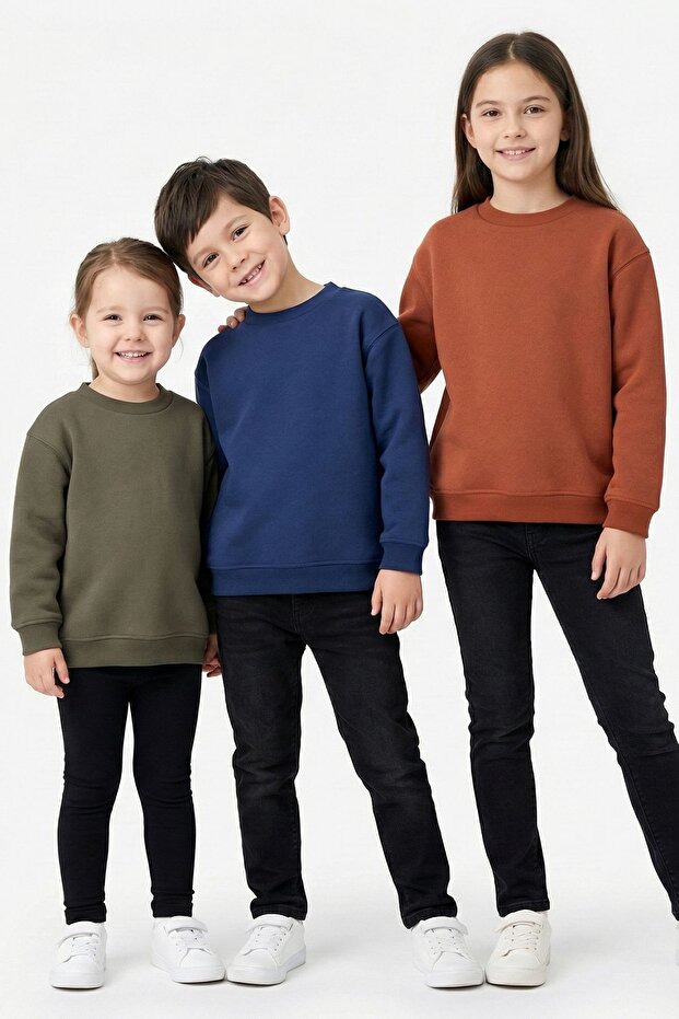3'Lü Basic Şardonlu Çocuk Sweatshirt - 7