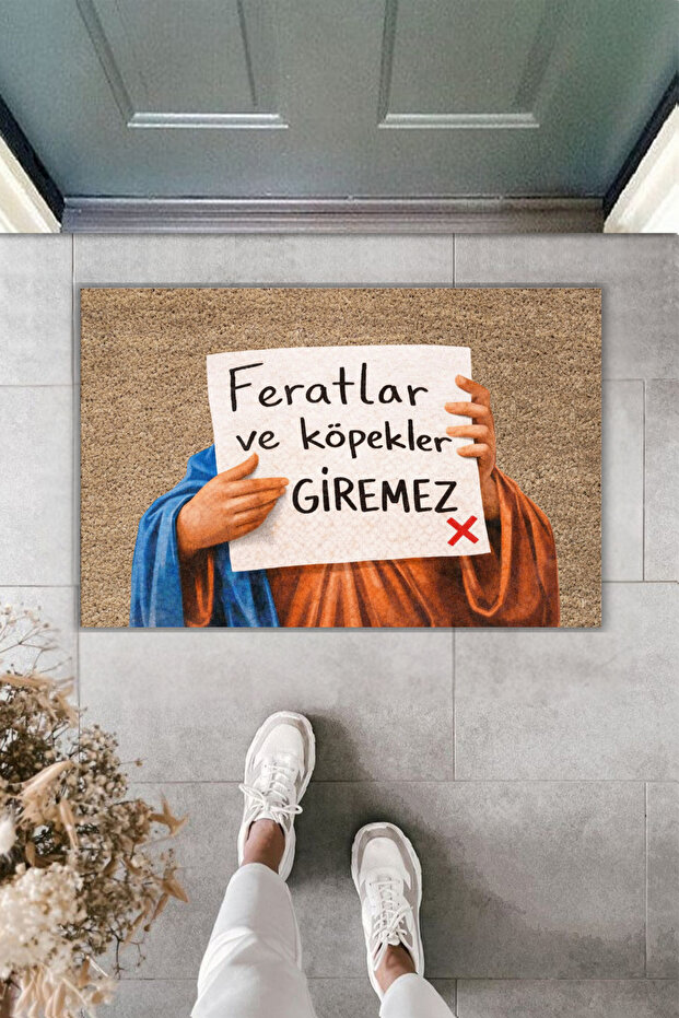 Modern Digital Print Doormat - Ferhatlar and Dogs Not Allowed - Front Door Mat