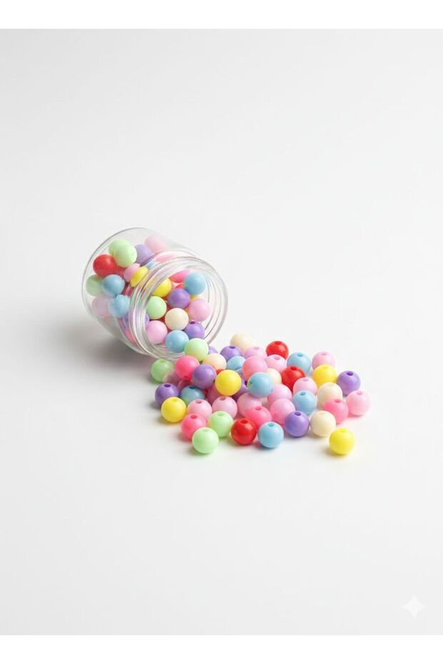 Colorful Round Acrylic Hole Beads 8mm 100Pcs B:108