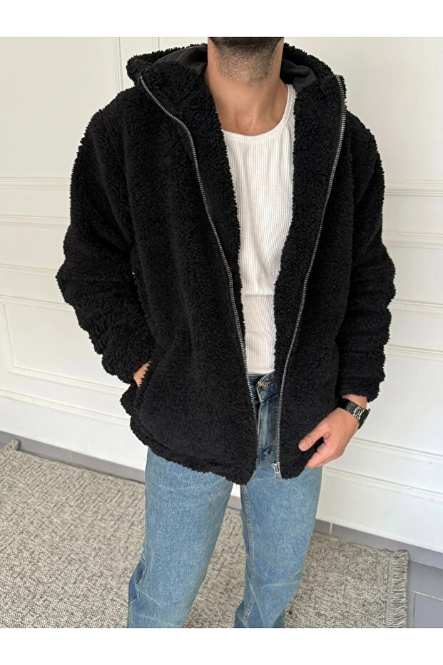 سترة بلاش خروف سوداء - 3