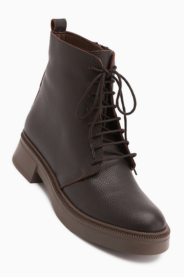 Karol Genuine Leather Brown Lace-Up Women's Boots