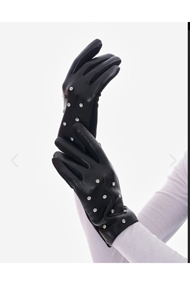 TAŞLI DOKUNMATİK DERİ ELDİVEN - 1