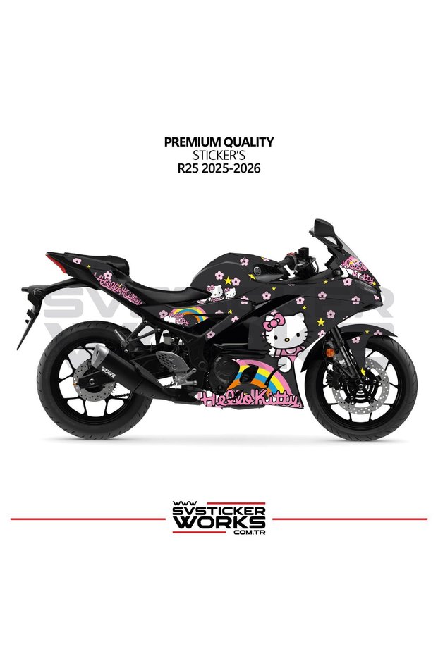 Yamaha R25 Hello Kitty Fairing Sticker Motorcycle Fairing Model Ready Kit 2025 / 2026 Compatible