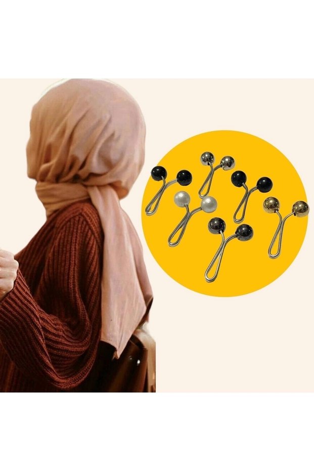 Hijab Scarf, Turban, Shawl, Clip - Hijab Scarf and Shawl Clip - 6 Different Colors - Pack of 12