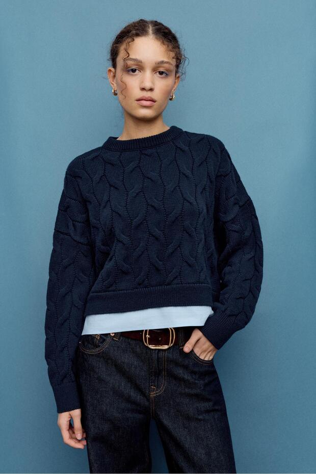 İki Materyalli Örme Kazak - 3