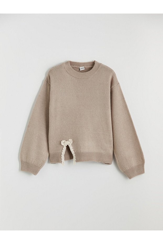 Özmarka New Season Lace Detailed Girls' Knitwear Sweater