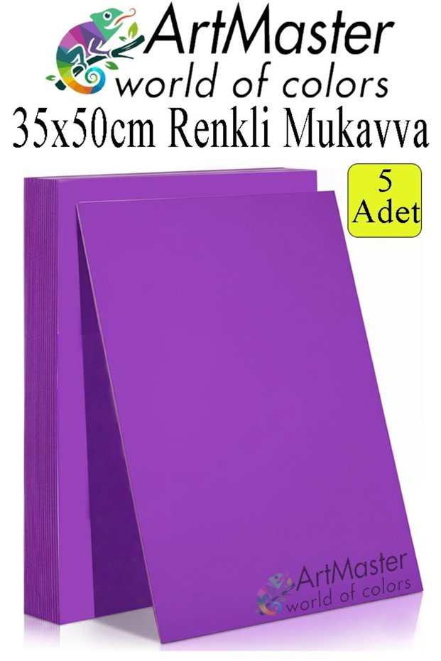 Purple Colored Cardboard 35X50 cm 5 Pieces 1 Pack Colored Hard Cardboard 1.0 mm Kindergarten Hobby Activity School Pre-Primary