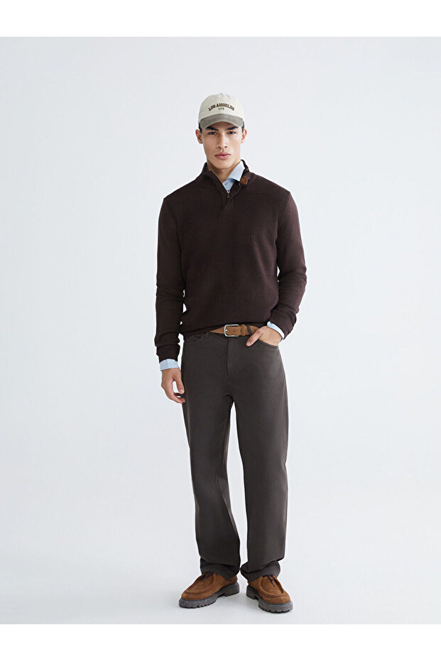 Mg Trend'En Brown Standard Fit Gabardine Men's Trousers