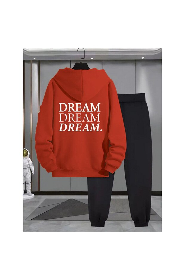 Men's Hooded Zippered Tracksuit Set – Set of 2, Digital Print, with Pants