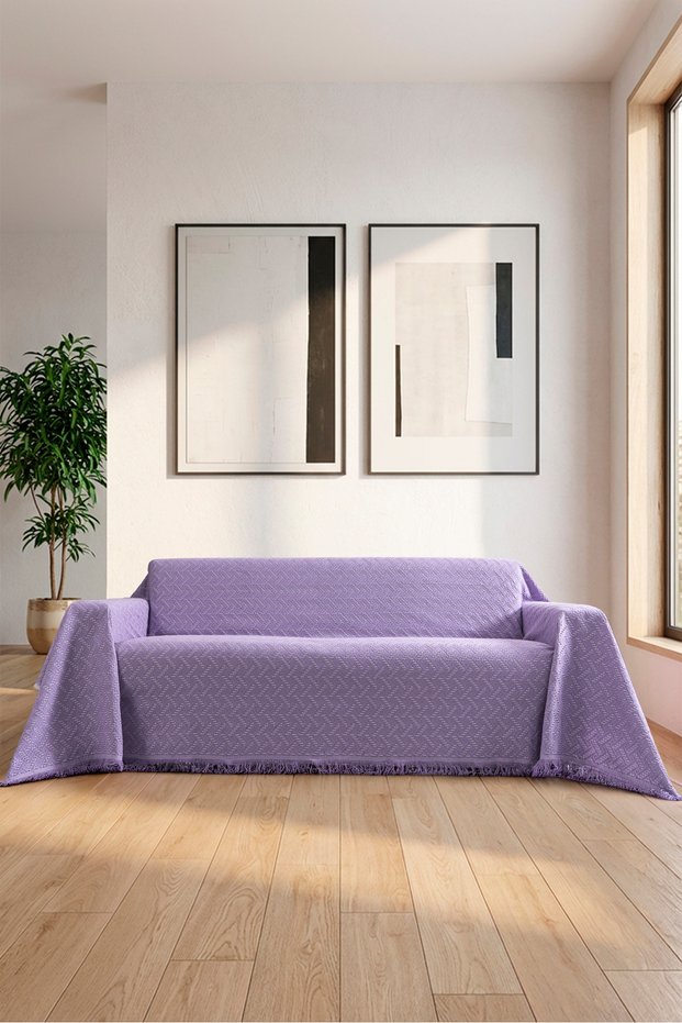 Cotton Sofa Cover with Fringes | Multi-Purpose Cover | Armchair Shawl | Covering the Arms | Battal Boy | 180X300 |