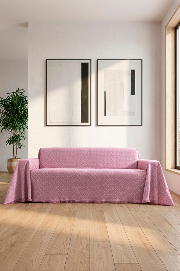 Cotton Sofa Cover with Fringes | Multi-Purpose Cover | Armchair Shawl | Covering the Arms | Battal Boy | 180X300 |