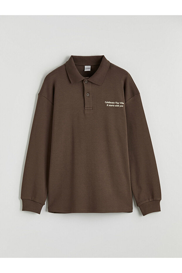 Create Your Style with Uzg Store Brown Polo Neck Printed Boys' T-Shirt