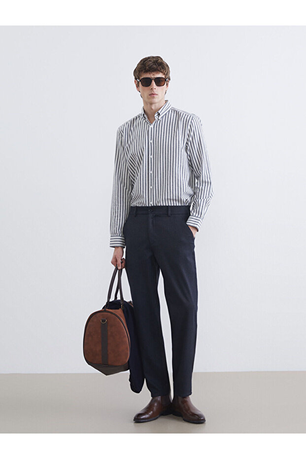 Mg Trend'En Navy Blue Standard Fit Men's Trousers