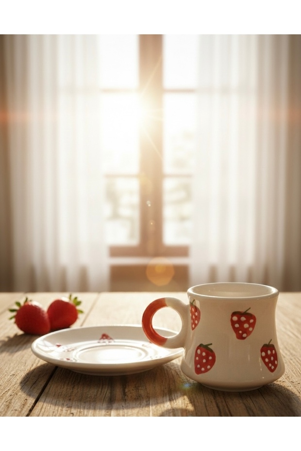 Handmade Strawberry Patterned Cup Set - 4