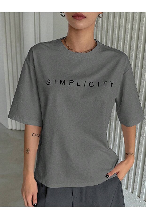 TRICOU OVERSIZE CU INScripție Simplă - 4