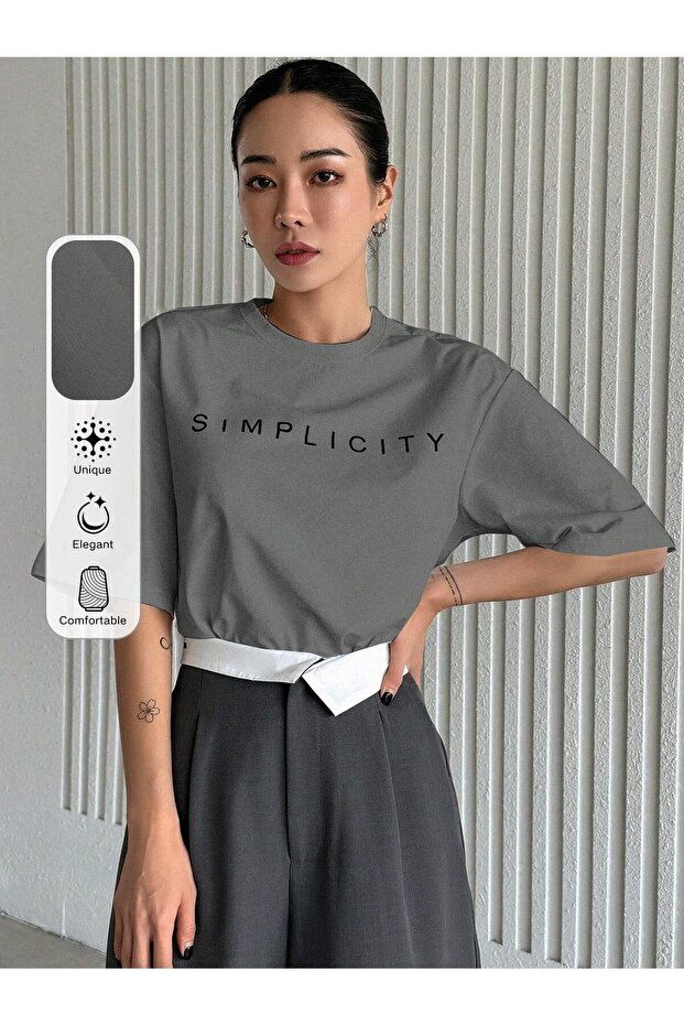 TRICOU OVERSIZE CU INScripție Simplă - 1